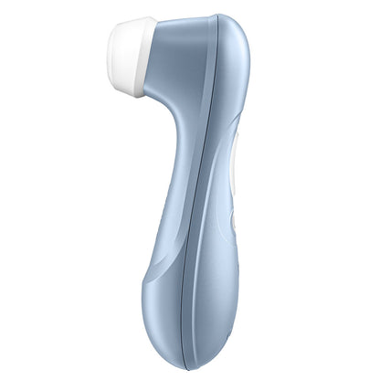 Blue handheld electronic device on a white background