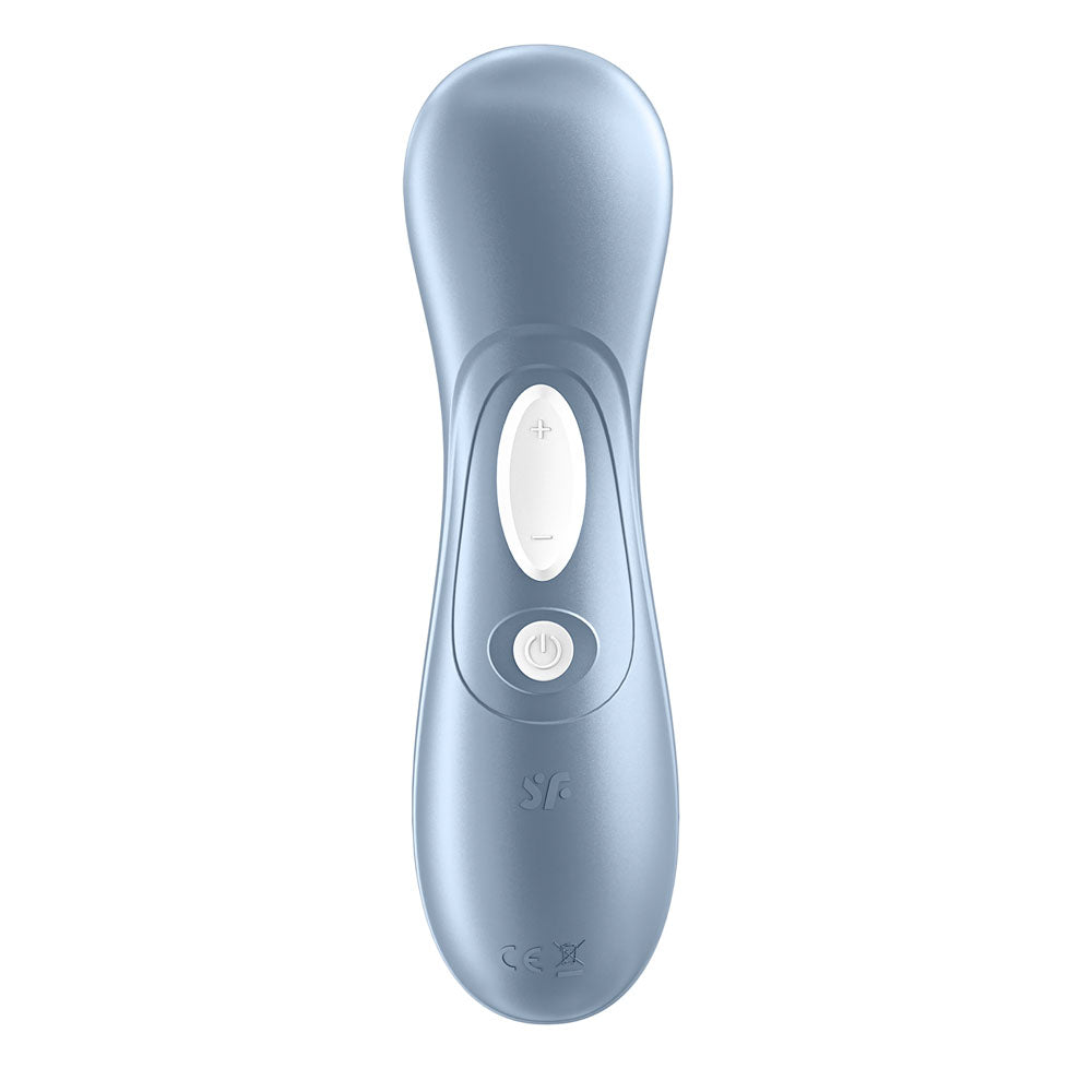 Blue digital thermometer on a white background