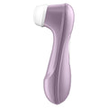 Purple handheld electronic device on a white background