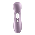 Purple electronic device with a digital display on a white background