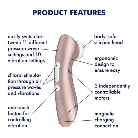 Satisfyer Pro 2+ Rose Gold - Rose Gold Touch-Free USB-C Rechargeable Clitoral Stimulator with Vibration