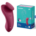 Pink Satisfyer product with packaging on a white background