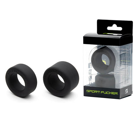 Sport Fucker Nutt Job Set - Black Cock Rings - Set of 2 - Image 1
