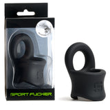 Sport Fucker Baller Ring - Black Liquid Silicone Cock Ring with Ball Stretcher - Image 1