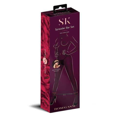 Secret Kisses ROSEGASM SPREADER BAR SET - Black Metal Spreader Bar with Ankle Cuffs - Image 1