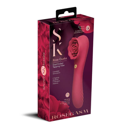 Secret Kisses ROSEGASM ROSE QUAKE - Red Dual Ended Tapping Vibrator