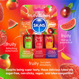 Skins Fruity Tubes - Watermelon, Strawberry, & Mango & Passionfruit Flavoured Lubricants - 12 ml Bottles - Image 3