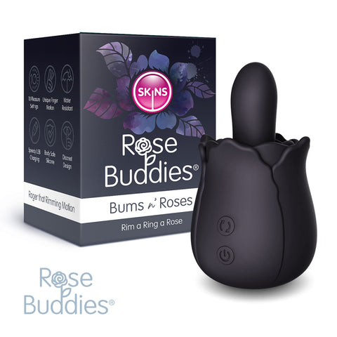 Skins Rose Buddies - The Bums N Roses - Black USB Rechargeable Anal Rimming Stimulator - Image 1