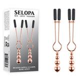 Selopa BEADED NIPPLE CLAMPS - Rose Gold - Rose Gold Nipple Clamps - Set of 2 - Image 1