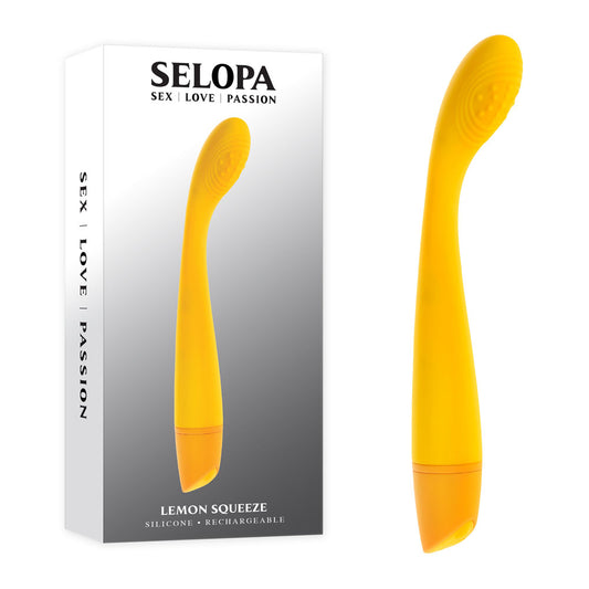 Yellow silicone tool with Selopa packaging on a white background