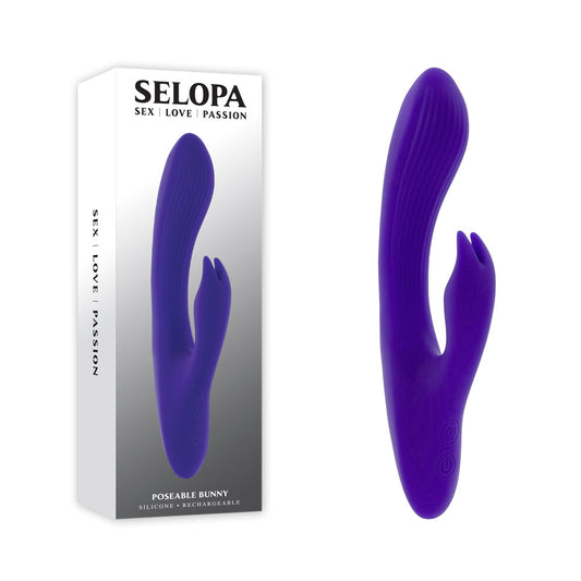 Selopa POSEABLE BUNNY - Purple 21 cm Poseable Rabbit Vibrator
