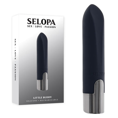 Black silicone product with silver base on a white background, featuring 'Selopa' branding.