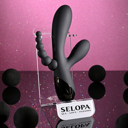 BlackSexual product on a clear stand with 'SELOPA' branding against a pink and purple gradient background.