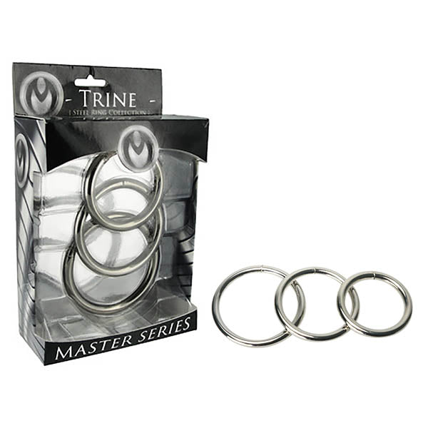 Master Series Trine Steel Ring Collection - Steel Cock Rings - Set of 3 Sizes - Image 1