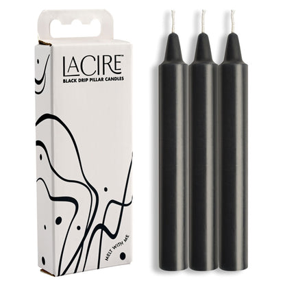 LaCire Drip Pillar Candles - Black Drip Candles - Set of 3