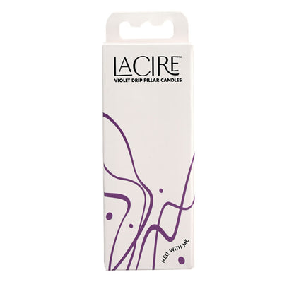 LaCire Drip Pillar Candles - Violet Drip Candles - Set of 3