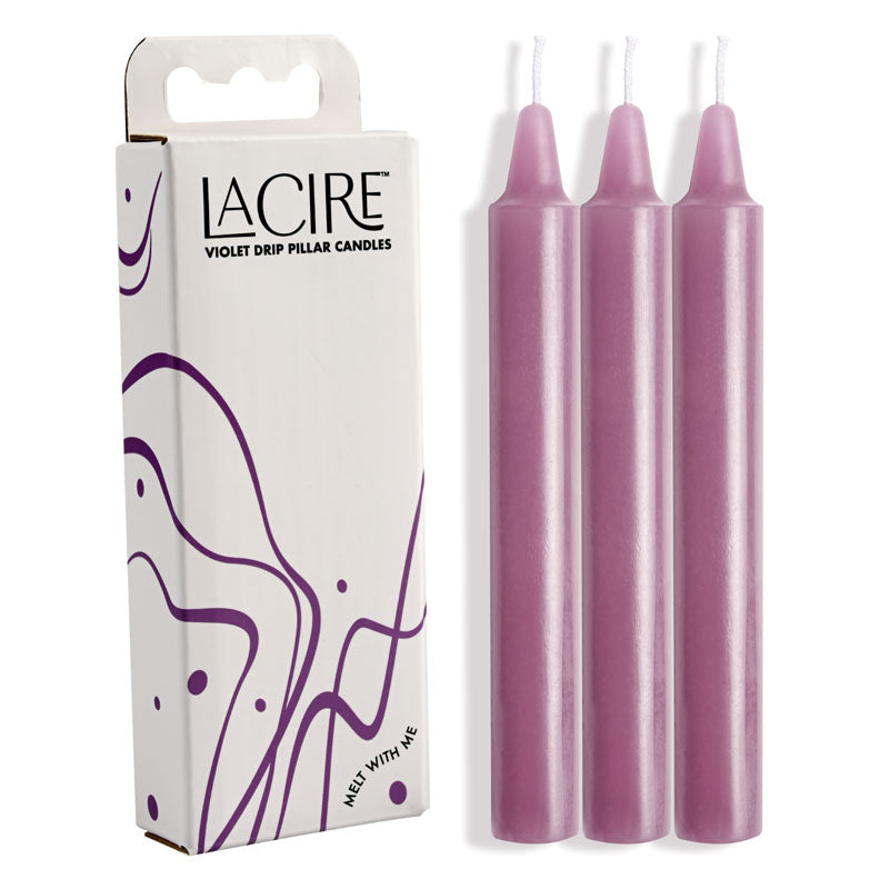 LaCire Drip Pillar Candles - Violet Drip Candles - Set of 3