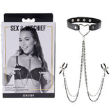Sex & Mischief Amor Collar with Nipple Clamps - Metal Restraints - Image 1