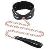 Sex & Mischief Brat Collar & Leash - Rose Gold/Black Restraint - Image 3