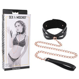 Sex & Mischief Brat Collar & Leash - Rose Gold/Black Restraint - Image 1