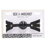 Sex & Mischief Brat Ball Gag - Black/Rose Gold Mouth Restraint - Image 1
