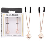 Sex & Mischief Brat Pearl Nipple Clips - Rose Gold - Set of 2 - Image 1
