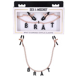 Sex & Mischief Brat Charmed Nipple Clamps - Rose Gold Nipple Clamps with 45 cm Chain - Image 1