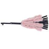 Sex & Mischief Brat Faux Fur Flogger - Black 50 cm Whip with Pink Faux Feather - Image 3
