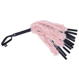 Sex & Mischief Brat Faux Fur Flogger - Black 50 cm Whip with Pink Faux Feather - Image 5