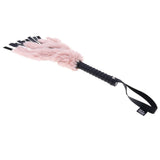 Sex & Mischief Brat Faux Fur Flogger - Black 50 cm Whip with Pink Faux Feather - Image 7