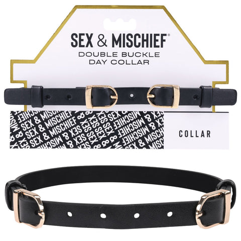 Sex & Mischief Double Buckle Day Collar - Black Collar - Image 1