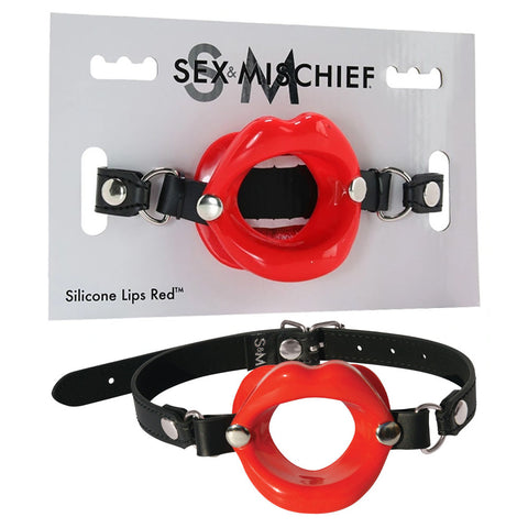 Sex & Mischief Silicone Lips Mouth Gag - Red - Red Mouth Restraint - Image 1