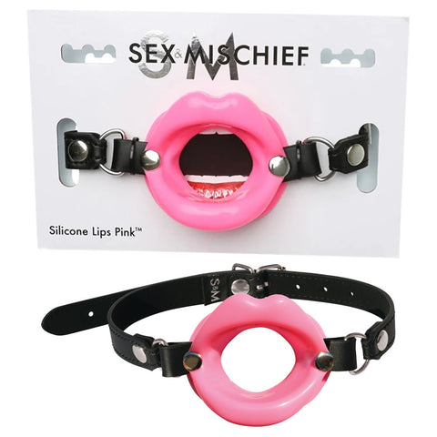 Sex & Mischief Silicone Lips Mouth Gag - Pink - Pink Mouth Restraint - Image 1