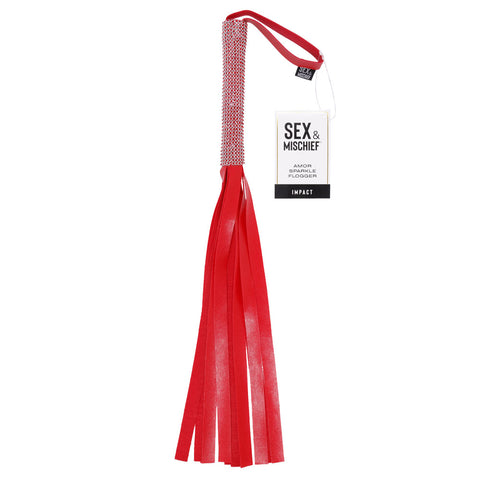 Sex & Mischief Amor Sparkle Flogger - Red 33 cm Flogger Whip - Image 1