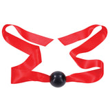 Sex & Mischief Amor Satin Ball Gag - Red/Black Mouth Restraint - Image 3