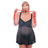 Sex & Mischief Amor Satin Ball Gag - Red/Black Mouth Restraint - Image 6