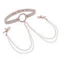 Sex & Mischief Peaches n CreaMe Collar with Nipple Clamps - Peach Nipple Restraints