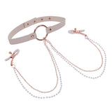 Sex & Mischief Peaches n CreaMe Collar with Nipple Clamps - Peach Nipple Restraints - Image 5