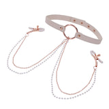 Sex & Mischief Peaches n CreaMe Collar with Nipple Clamps - Peach Nipple Restraints - Image 6