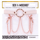 Sex & Mischief Peaches n CreaMe Collar with Nipple Clamps - Peach Nipple Restraints - Image 8