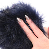 Sex & Mischief Cougar Spiked Sensory Glove - Navy Blue Furry Glove with Metal Spikes - Image 9