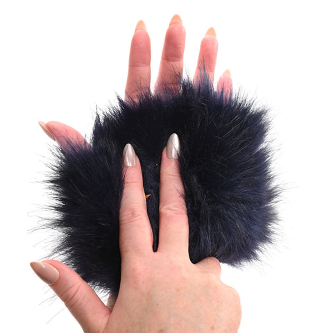 Sex & Mischief Cougar Spiked Sensory Glove - Navy Blue Furry Glove with Metal Spikes - Image 1