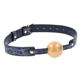 Sex & Mischief Cougar Ball Gag - Navy Blue/Gold Mouth Restraint - Image 5