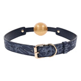 Sex & Mischief Cougar Ball Gag - Navy Blue/Gold Mouth Restraint - Image 6