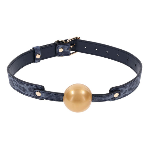 Sex & Mischief Cougar Ball Gag - Navy Blue/Gold Mouth Restraint - Image 1