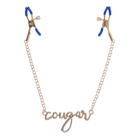 Sex & Mischief Cougar Nipple Clamps - Gold Nipple Clamps with 33 cm Chain - Image 1