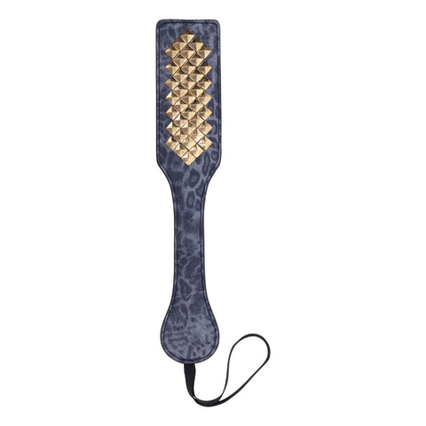 Sex & Mischief Cougar Studded Paddle - Navy Blue Paddle with Gold Studs - Image 1