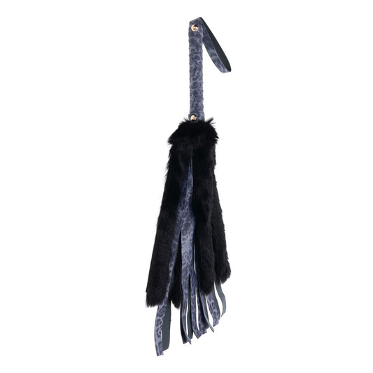 Sex & Mischief Cougar Faux Fur Flogger - Navy Blue/Black Furry Flogger