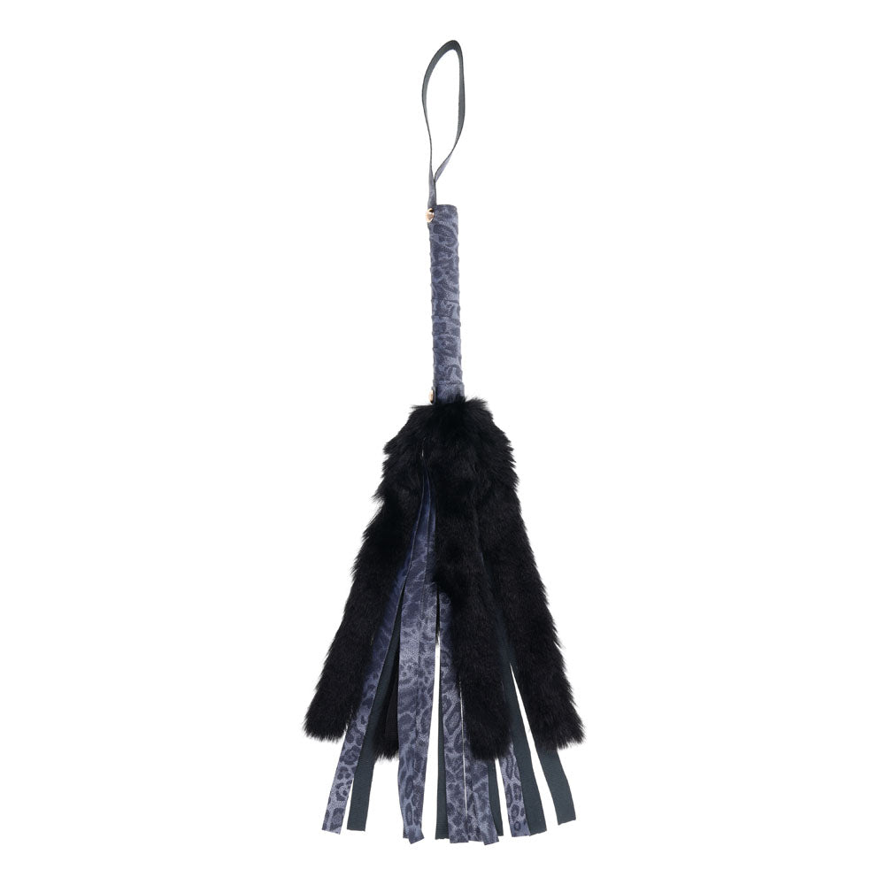 Sex & Mischief Cougar Faux Fur Flogger - Navy Blue/Black Furry Flogger