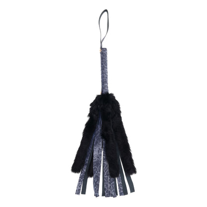 Sex & Mischief Cougar Faux Fur Flogger - Navy Blue/Black Furry Flogger
